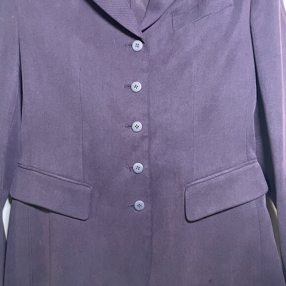 Women's Size 4 Cypress Grove Dark Purple 100% Silk Gabardine Button Down Jacket - Picture 2 of 4
